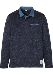 Polo manches longues à col tissé, bonprix