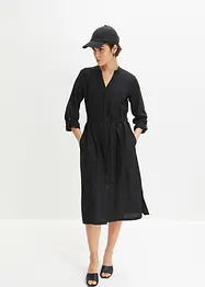 Robe en lin à poches et manches 3/4 à retrousser, bonprix