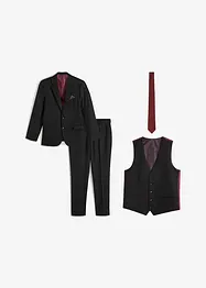 Costume Slim (ens. 4 pces) : veste, pantalon, gilet, cravate, bonprix
