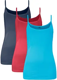 Lot de 3 tops à fines bretelles 100% coton, bonprix