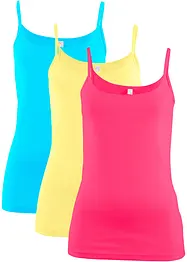 Lot de 3 tops à fines bretelles 100% coton, bonprix