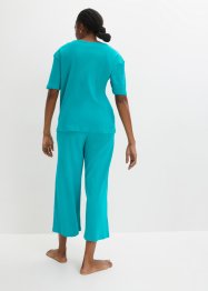 Pyjama en coton côtelé avec pantalon large cropped, bpc bonprix collection