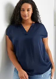 Blouse manches courtes ample en satin avec épaules descendues, bonprix
