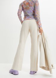 Pantalon en lin taille haute et empiècement élastique, bpc bonprix collection
