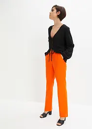 Pantalon en lin majoritaire taille haute et empiècement élastique, bonprix