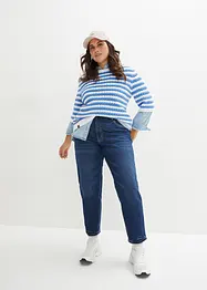 Jean mom taille haute, peu extensible, cropped, bonprix