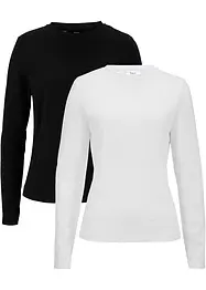Lot de 2 T-shirts manches longues en coton extensible, bonprix