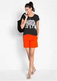 T-shirt en coton avec imprimé placé, manches courtes, bonprix