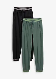Lot de 2 pantalons molletonnés en coton mélangé, bonprix