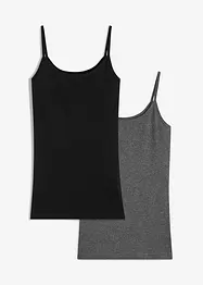 Lot de 2 tops à fines bretelles 100% coton, bonprix