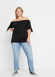 T-shirt col Bardot à détail nœud, bonprix