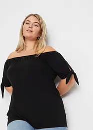 T-shirt col Bardot à détail nœud, bonprix