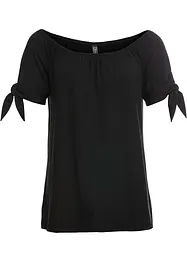 T-shirt col Bardot à détail nœud, bonprix