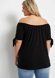 T-shirt col Bardot à détail nœud, bonprix