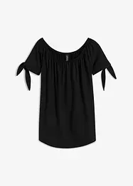 T-shirt col Bardot à détail nœud, bonprix