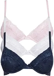 Lot de 3 soutiens-gorge push-up avec dentelle, bonprix