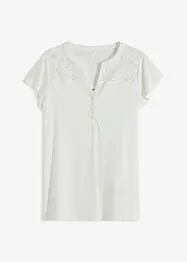 T-shirt col Henley avec dentelle en viscose, bonprix