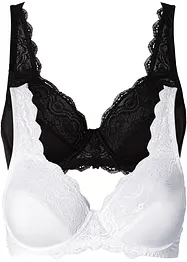 Lot de 2 soutiens-gorge à armatures avec dentelle, bonprix