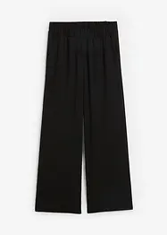 Pantalon large en jersey texturé, taille haute, bonprix