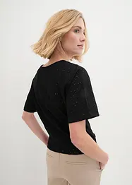 T-shirt manches chauve-souris avec broderie anglaise, bonprix