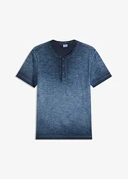 T-shirt col tunisien en 100% coton, aspect délavé, bonprix