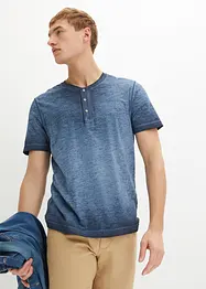 T-shirt col tunisien en 100% coton, aspect délavé, bonprix
