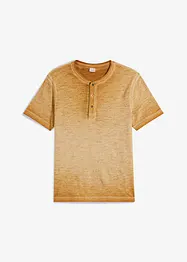 T-shirt col tunisien en 100% coton, aspect délavé, bonprix