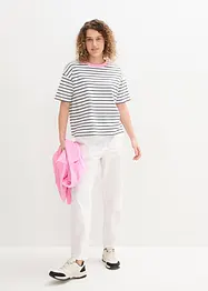 Pantalon en coton et lin, taille haute, bonprix