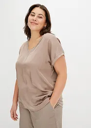 T-shirt avec empiècement en satin, bonprix