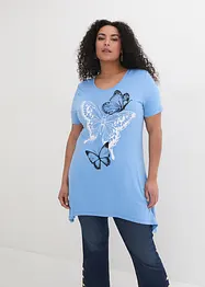 T-shirt long à pans et motif papillon, bonprix