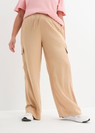 Pantalon cargo ample avec taille haute entièrement élastiquée, bpc bonprix collection