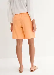 Short large à pinces en lin mélangé avec taille haute élastiquée, bonprix