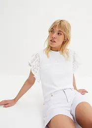 T-shirt à broderies anglaises, bonprix