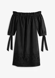 Robe brodée à col Bardot, bonprix
