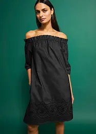 Robe brodée à col Bardot, bonprix