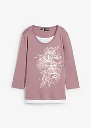 T-shirt 2 en 1 coton, manches 3/4, bonprix