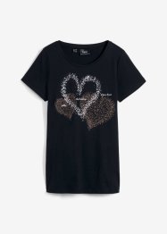 T-shirt coton à imprimé cœur, manches courtes, bonprix