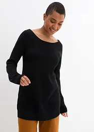 Pull en maille côtelée à encolure bateau, bonprix