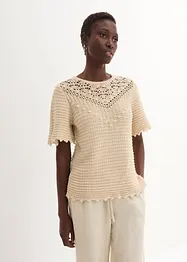 Pull ajouré en lin mélangé, bonprix