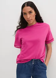 T-shirt avec finition dentelle aux manches, bonprix