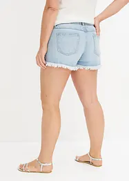 Short en jean à base frangée avec strass, BODYFLIRT