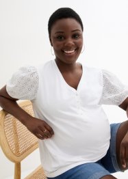 T-shirt de grossesse et d'allaitement avec broderies ajourées, bpc bonprix collection