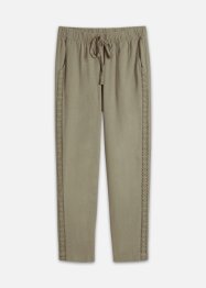 Pantalon en lin majoritaire avec empiècement de dentelle sur le côté, longueur cheville, bpc bonprix collection