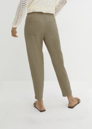 Pantalon en lin majoritaire avec empiècement de dentelle sur le côté, longueur cheville, bpc bonprix collection