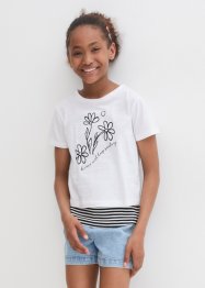 T-shirt 2 en 1 fille et top (ens. 2 pces) en coton, bpc bonprix collection