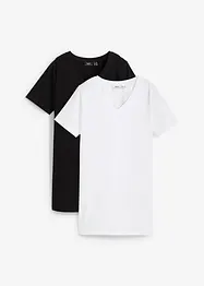 Lot de 2 T-shirts longs col V, bonprix