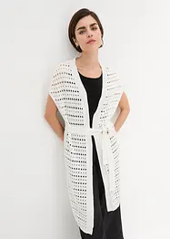 Long gilet sans manches en maille ajourée, bonprix