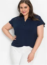T-shirt col tunisien en jersey viscose avec dentelle, bonprix