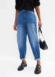 Jean barrel taille haute, coton, bonprix