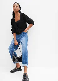 Jean barrel taille haute, coton, bonprix